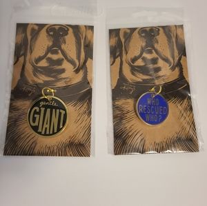 🐕 "Who Rescued Who" and "Gental Giant" Enamel Dog Tag Charm Set of 2